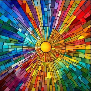 Stain Glass Colorful Sun Diamond Painting - 50x50 - Round Drill D…